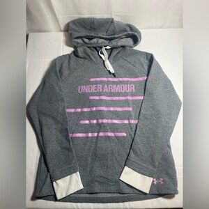 Under Armour Heather Gray Hoodie with Light Purple Stripes